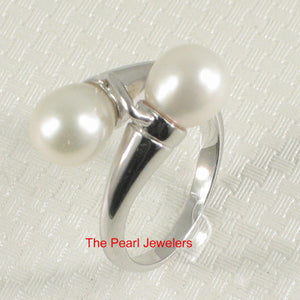 Solid Sterling Silver .925 Twin White Freshwater Pearl Cocktail Ring