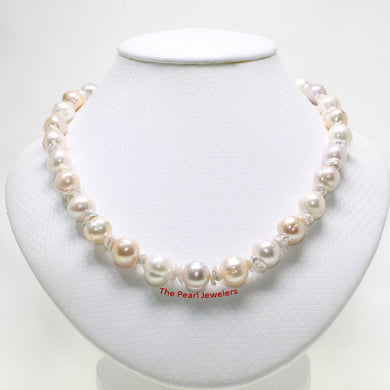 Keshi & Multicolor Freshwater Pearl Necklace with 925 Silver Toggle Clasp