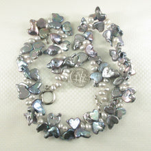 Load image into Gallery viewer, Peacock Heart Coin &amp; White Rice Pearl Necklace with Toggle Clasp