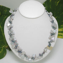 Load image into Gallery viewer, White Coin &amp; Peacock Rice Pearl Necklace with Toggle Clasp