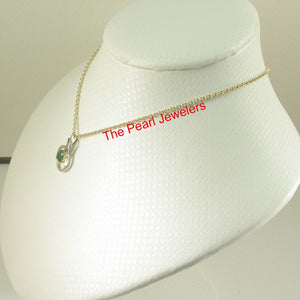 Unique Emerald & Diamond Pendant in Two-Tone 14k Gold