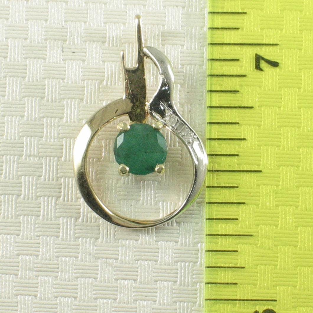 Unique Emerald & Diamond Pendant in Two-Tone 14k Gold