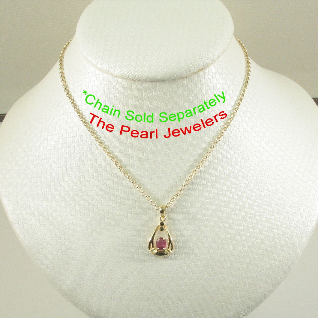 Unique Heart Ruby Pendant in 14k Yellow Gold