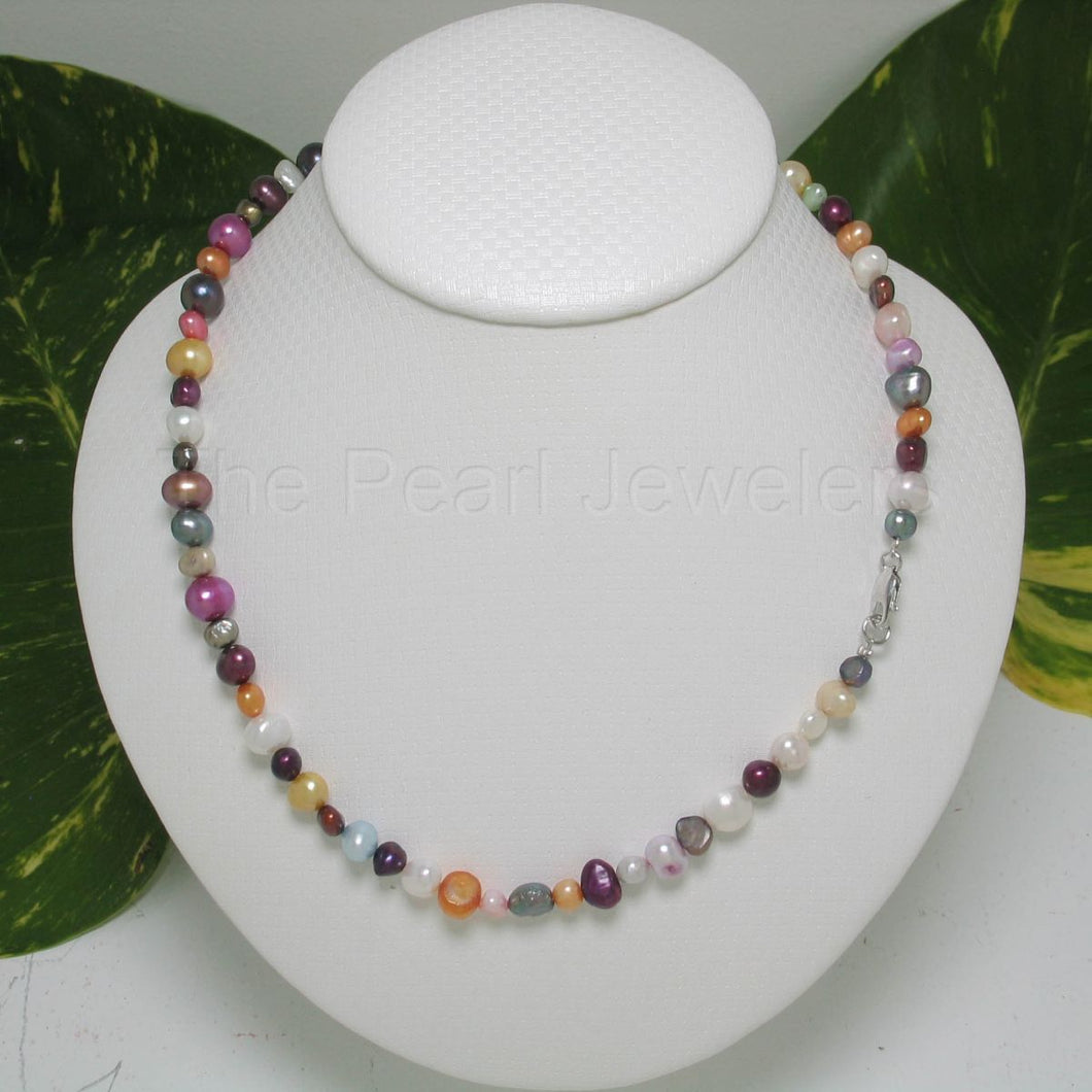 Multicolor Freshwater Pearl Necklace with Sterling Silver Clasp
