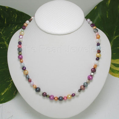 Multicolor Freshwater Pearl Necklace with Sterling Silver Clasp