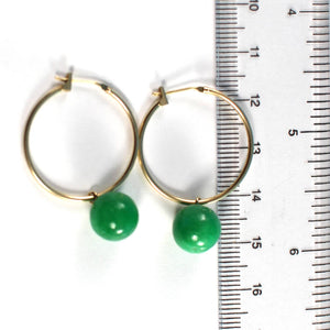 Vintage 14kt Yellow Gold Green Jade Hoop Earrings