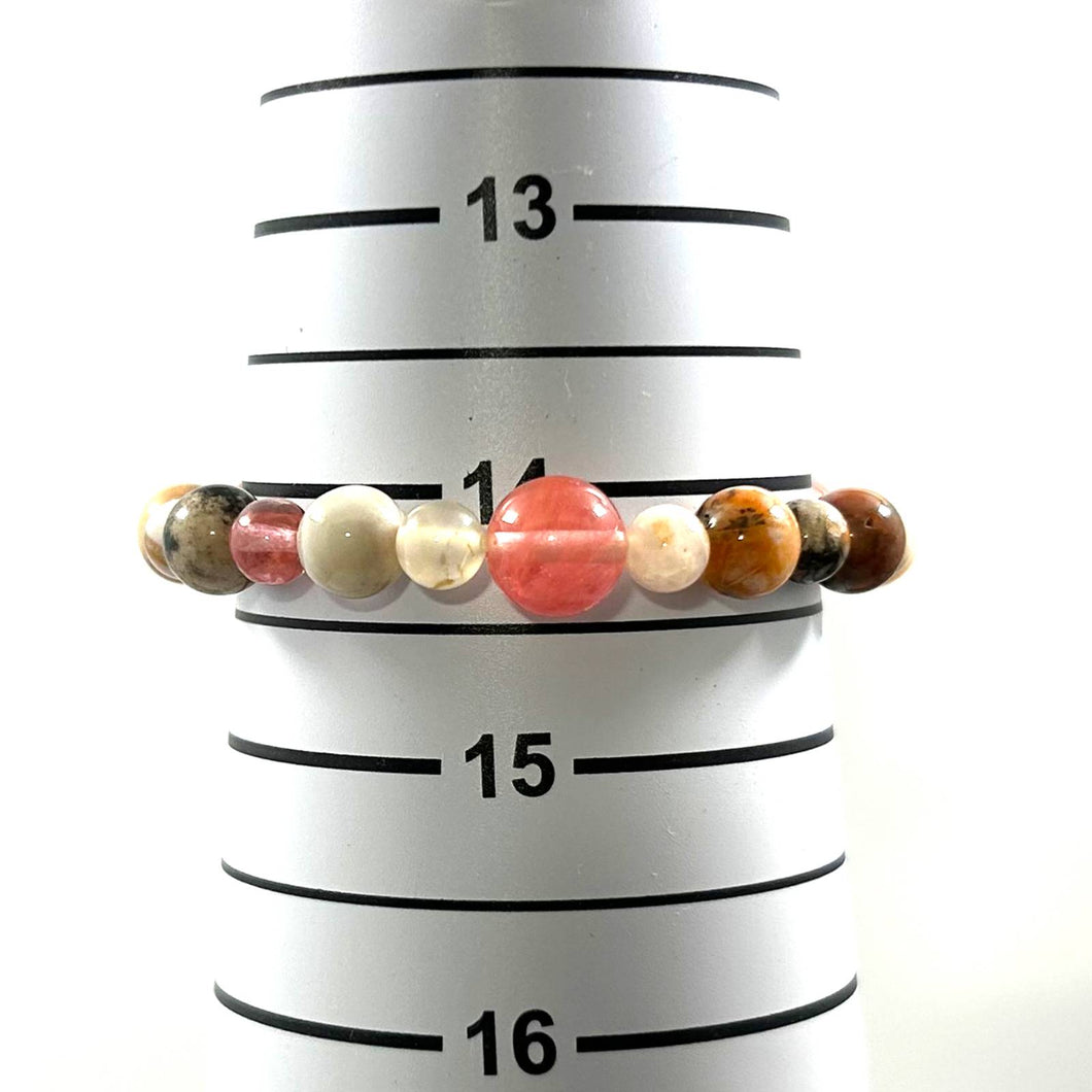 Watermelon Tourmaline & Agate 6–8mm Bracelet