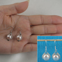 Load image into Gallery viewer, Sterling Silver Pink Pearl CZ Hook Earrings (40 CZ)