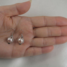 Load image into Gallery viewer, Sterling Silver Pink Pearl CZ Hook Earrings (40 CZ)