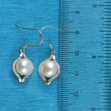 Load image into Gallery viewer, Sterling Silver White Pearl CZ Hook Earrings (40 CZ)