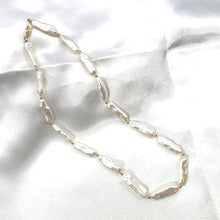 Load image into Gallery viewer, White Biwa Pearl &amp; Gold Bead Necklace with 14k Gold Clasp