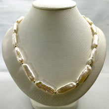 Load image into Gallery viewer, White Biwa Pearl &amp; Gold Bead Necklace with 14k Gold Clasp