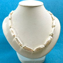 Load image into Gallery viewer, White Biwa Pearl &amp; Gold Bead Necklace with 14k Gold Clasp