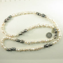 Load image into Gallery viewer, Baroque Peanut-Shaped Black &amp; White Pearl Necklace – 32&quot; Endless