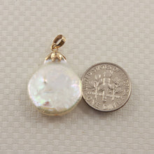 Load image into Gallery viewer, White Coin Pearl Pendant – 14k Yellow Gold with Singapore Chain Options