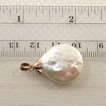 Load image into Gallery viewer, White Coin Pearl Pendant – 14k Yellow Gold with Singapore Chain Options