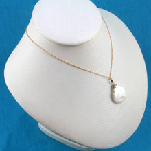 Load image into Gallery viewer, White Coin Pearl Pendant – 14k Yellow Gold with Singapore Chain Options