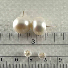 Load image into Gallery viewer, 14K Yellow Gold White Pearl Stud Earrings (12–13mm Button)