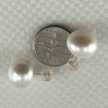 Load image into Gallery viewer, 14K Yellow Gold White Pearl Stud Earrings (12–13mm Button)
