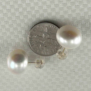 14K Yellow Gold White Pearl Stud Earrings (12–13mm Button)