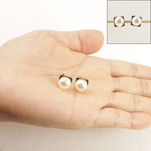 Load image into Gallery viewer, 14K Yellow Gold White Pearl Stud Earrings (9–10mm)