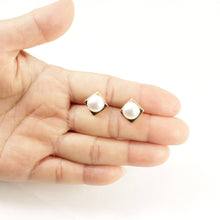 Load image into Gallery viewer, 14K Yellow Gold White Pearl Stud Earrings (9–10mm)