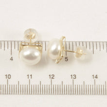 Load image into Gallery viewer, 14K Yellow Gold White Pearl Stud Earrings (9–10mm)