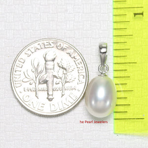 AAA White Freshwater Pearl Pendant – 14k White Gold + Chain Options