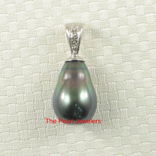 Load image into Gallery viewer, 14k Solid White Gold Bale &amp; Diamond Baroque Tahitian Pearl Pendant