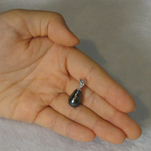 Load image into Gallery viewer, 14k Solid White Gold Bale &amp; Diamond Baroque Tahitian Pearl Pendant