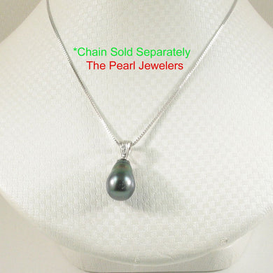 14k Solid White Gold Bale & Diamond Baroque Tahitian Pearl Pendant