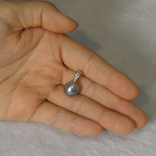 Load image into Gallery viewer, 14k Solid White Gold Bale &amp; Diamond Silver-Tone Tahitian Pearl Pendant