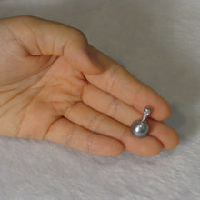 Load image into Gallery viewer, 14k Solid White Gold Bale &amp; Diamond Silver-Tone Tahitian Pearl Pendant