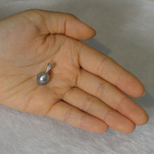 Load image into Gallery viewer, 14k Solid White Gold Bale &amp; Diamond Silver-Tone Tahitian Pearl Pendant