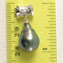 Load image into Gallery viewer, 14k White Gold Cuff &amp; Diamond Baroque Tahitian Pearl Pendant