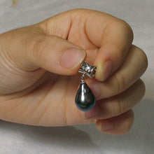 Load image into Gallery viewer, 14k White Gold Cuff &amp; Diamond Baroque Tahitian Pearl Pendant