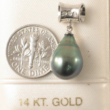 Load image into Gallery viewer, 14k White Gold Cuff &amp; Diamond Baroque Tahitian Pearl Pendant