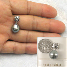 Load image into Gallery viewer, 14k White Gold &amp; Diamond Baroque Black Tahitian Pearl Pendant