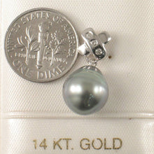 Load image into Gallery viewer, 14k White Gold &amp; Diamond Baroque Black Tahitian Pearl Pendant