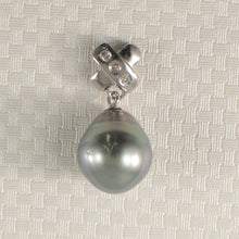 Load image into Gallery viewer, 14k White Gold &amp; Diamond Baroque Black Tahitian Pearl Pendant