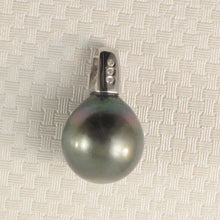 Load image into Gallery viewer, Baroque Black Tahitian Pearl &amp; Diamond Dimpled-Bail in White Gold