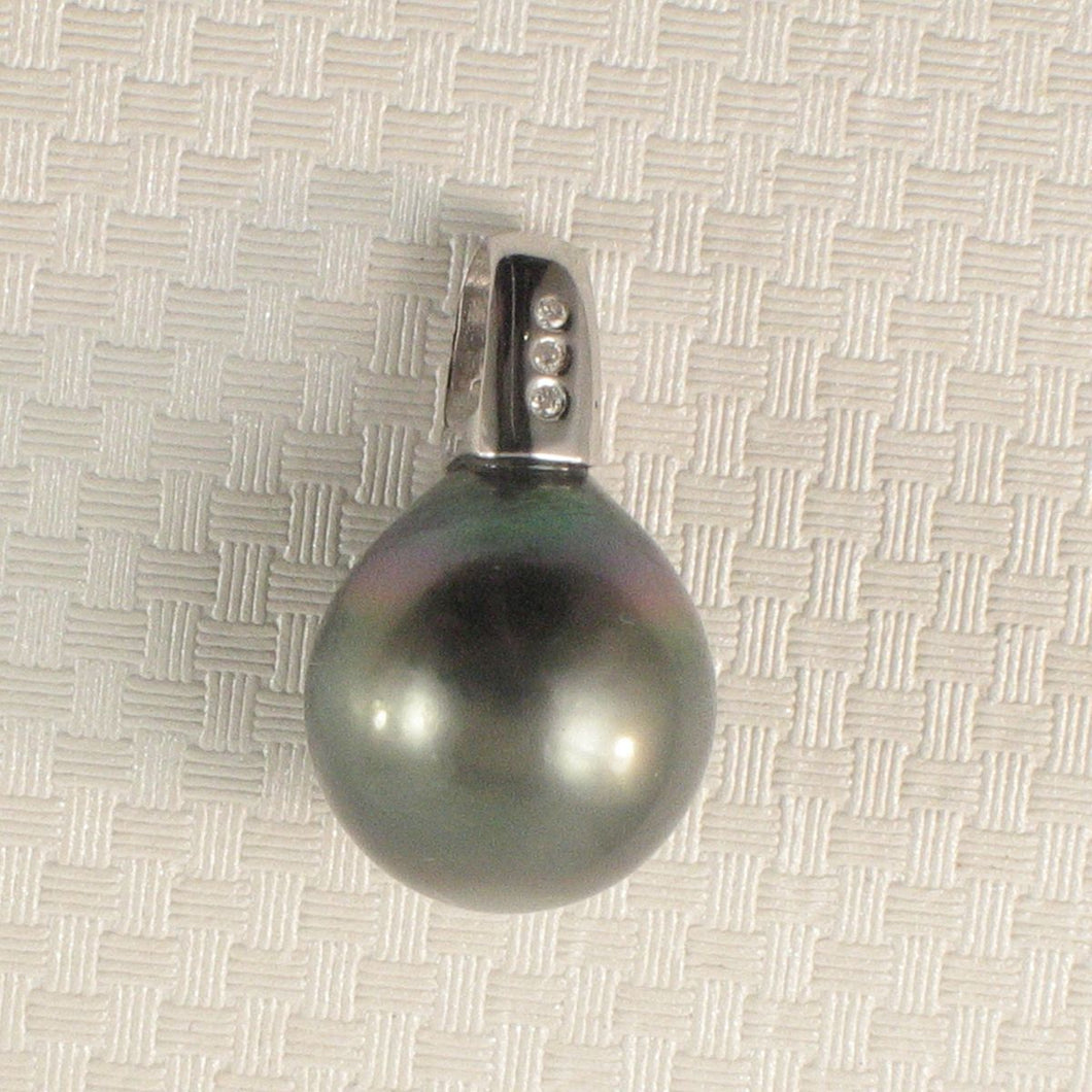 Baroque Black Tahitian Pearl & Diamond Dimpled-Bail in White Gold