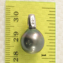 Load image into Gallery viewer, Baroque Black Tahitian Pearl &amp; Diamond Dimpled-Bail in White Gold