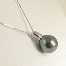 Load image into Gallery viewer, Baroque Black Tahitian Pearl &amp; Diamond Dimpled-Bail in White Gold