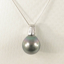 Load image into Gallery viewer, Baroque Black Tahitian Pearl &amp; Diamond Dimpled-Bail in White Gold