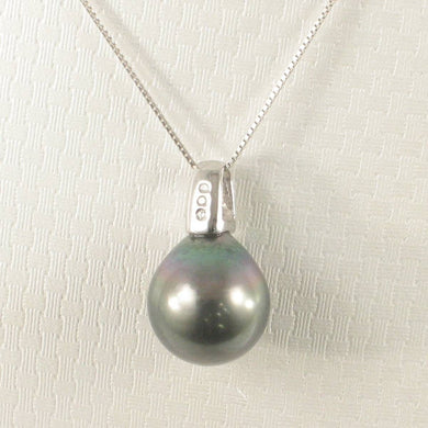 Baroque Black Tahitian Pearl & Diamond Dimpled-Bail in White Gold