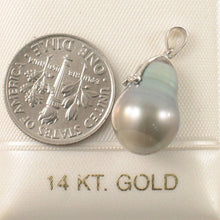 Load image into Gallery viewer, 14k Solid White Gold Eyes-Design &amp; Diamond Baroque Tahitian Pearl Pendant