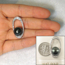 Load image into Gallery viewer, 14k White Gold Oval-Bale &amp; 55-Diamond Baroque Tahitian Pearl Pendant