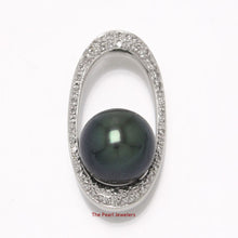 Load image into Gallery viewer, 14k White Gold Oval-Bale &amp; 55-Diamond Baroque Tahitian Pearl Pendant