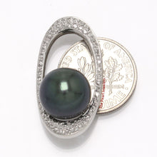 Load image into Gallery viewer, 14k White Gold Oval-Bale &amp; 55-Diamond Baroque Tahitian Pearl Pendant